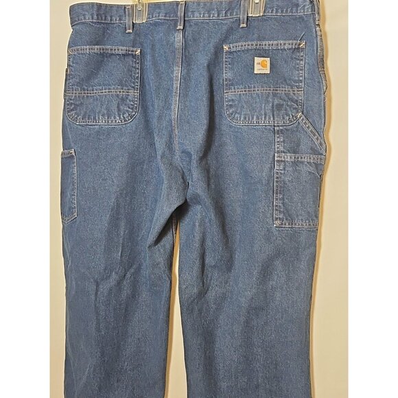 Carhartt Mens Flame Resistant FR Denim Dungaree Jeans Sz 44x32 (42x32) FRB13 DNM - Picture 7 of 16